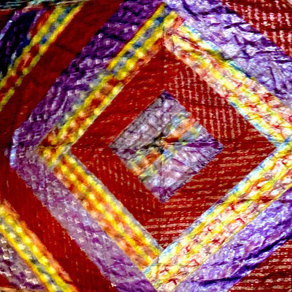 vintage euc cashmere & silk antique silk multilayered thick gold leaf oversized! - Picture 12 of 17